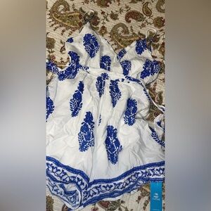 Cupshe White and Blue Jumpsuit